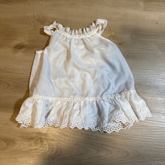 Christian Dior Baby Top 2T White Lace Ruffle Eyelet Trim Vintage - Picture 7 of 9